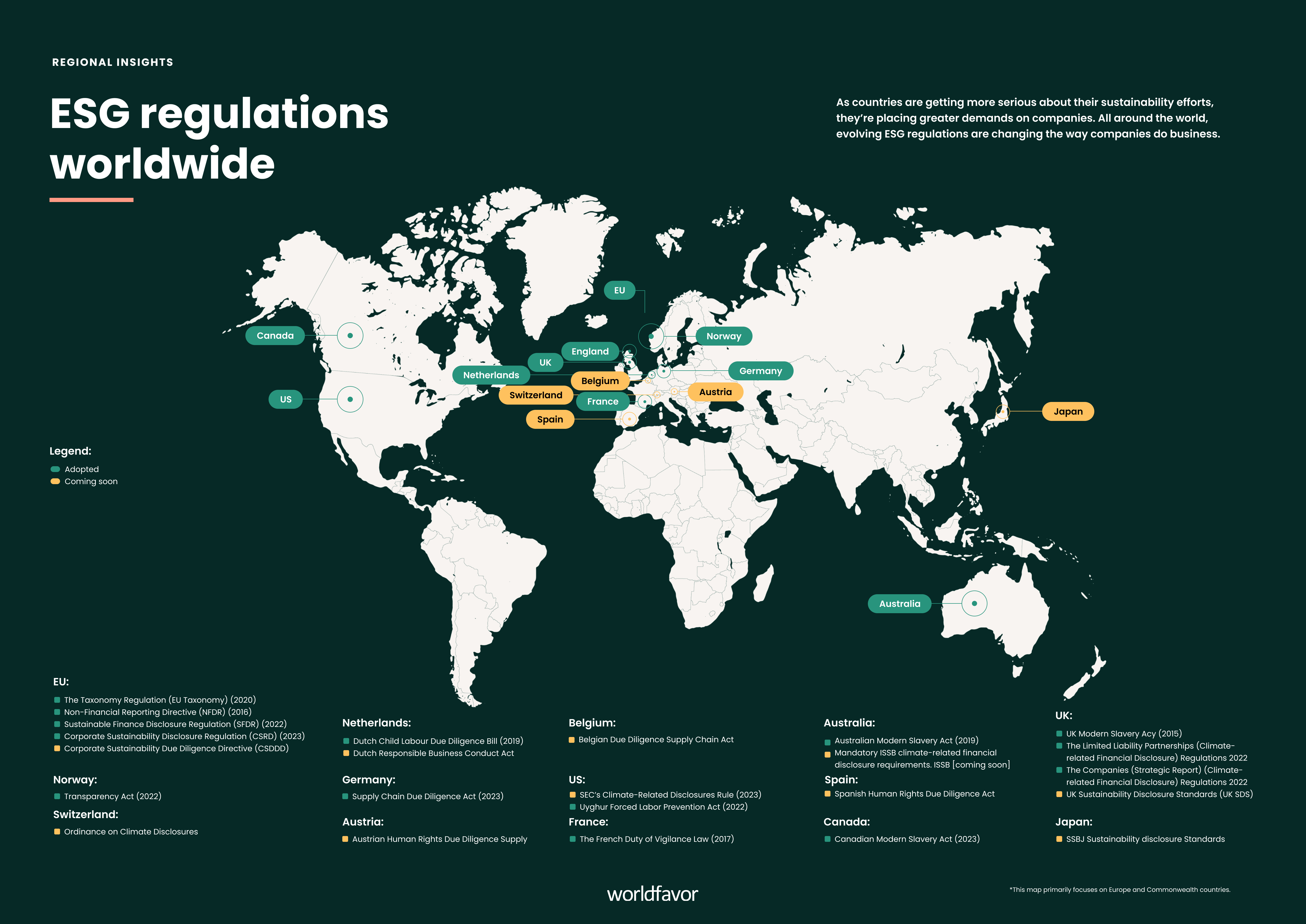 Countries affected by mandatory esg reporting - heres the list ESG map