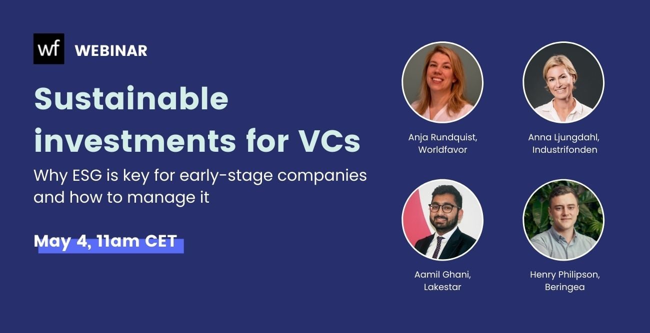 Worldfavor webinar - ‘Sustainable investments for VCs: Why ESG is key for early-stage companies and how to manage it’